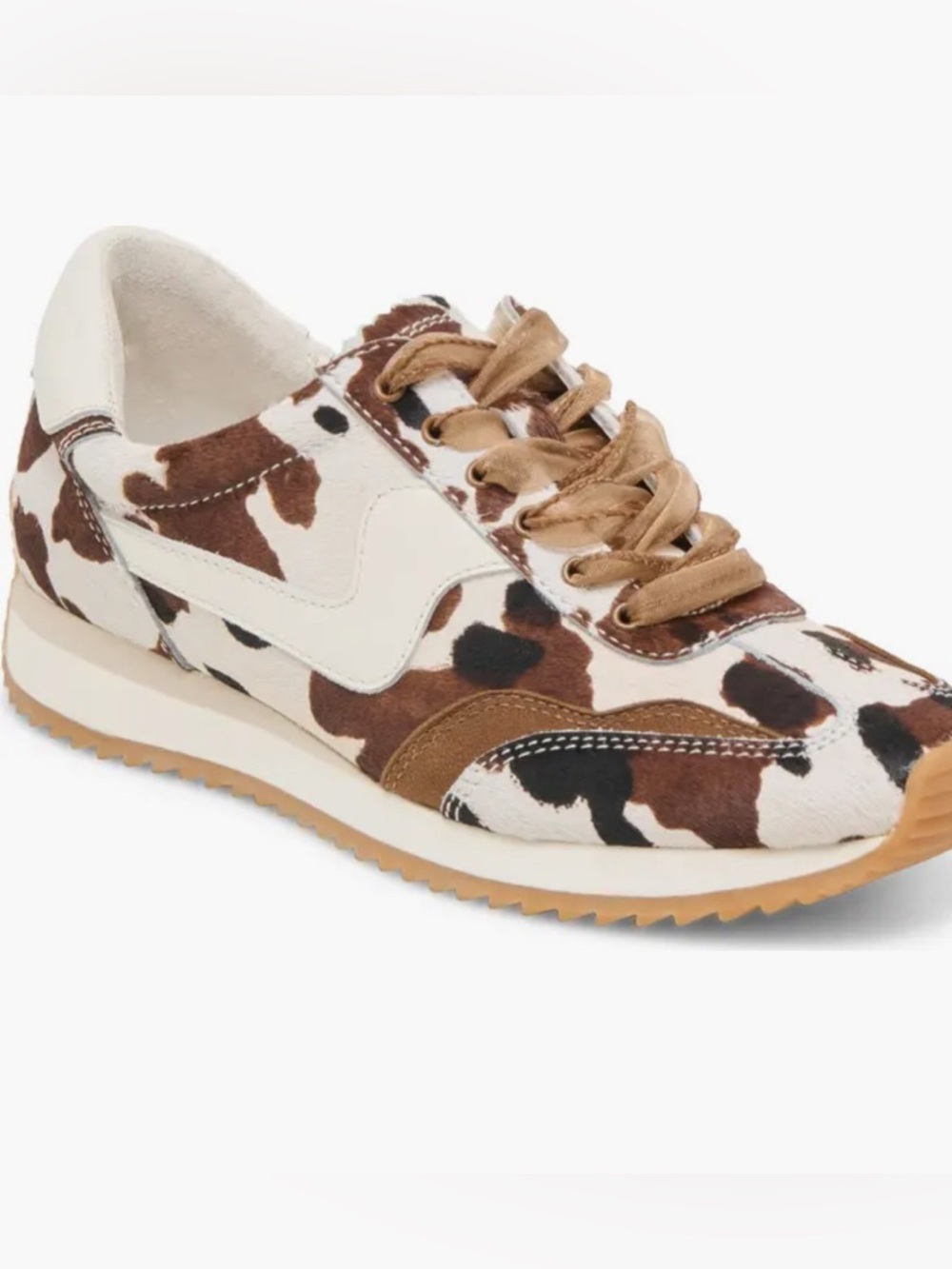 Dolce Vita Brown & White Leopard-Print Ribbon Lace Sneakers - Picture 14 of 15